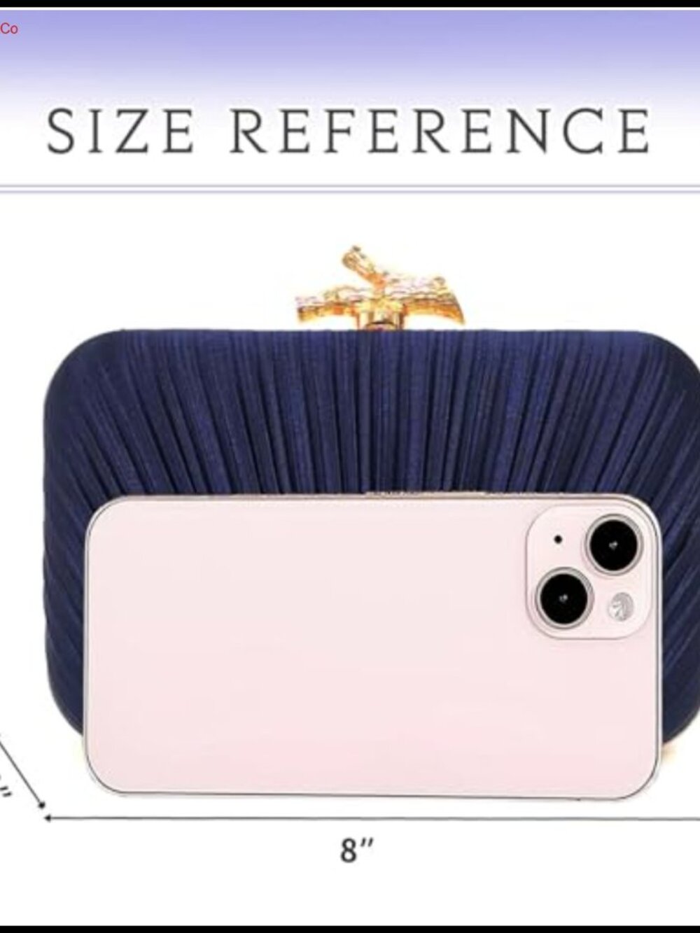 Pleated Shimmer Fabric Clutch Evening Bag with Branch Clasp & Chain Strap - Picture 2 of 5